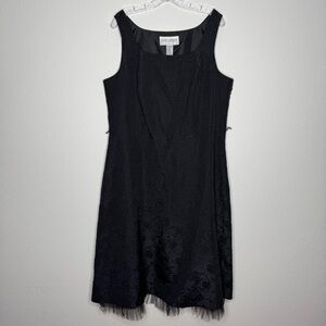 Jessica Howard Woman Black Monotone Floral A Line Sleeveless Dress Lined Size 18